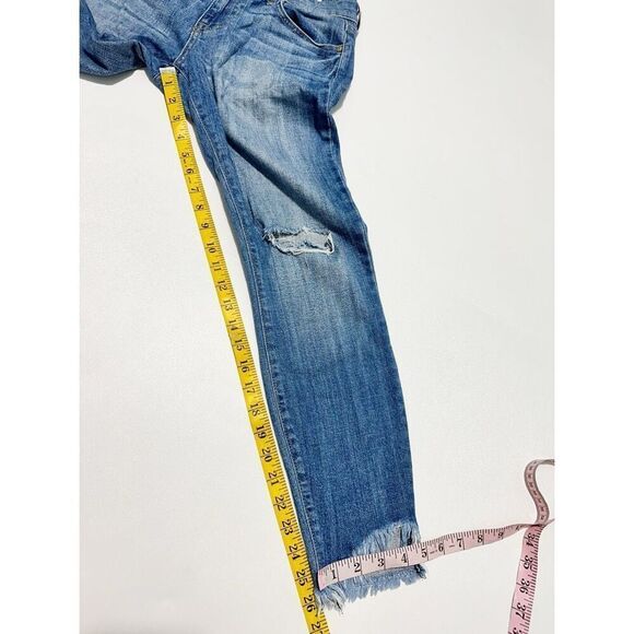 Pistola Audrey Womens Distressed Mid-Rise Cropped Jeans Blue Medium Wash Size 26 - Picture 10 of 13